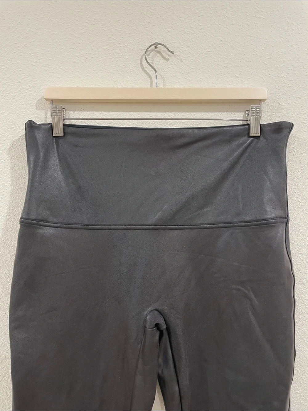 SPANX Black High-Waist Faux Leather Leggings 2X Plus Size